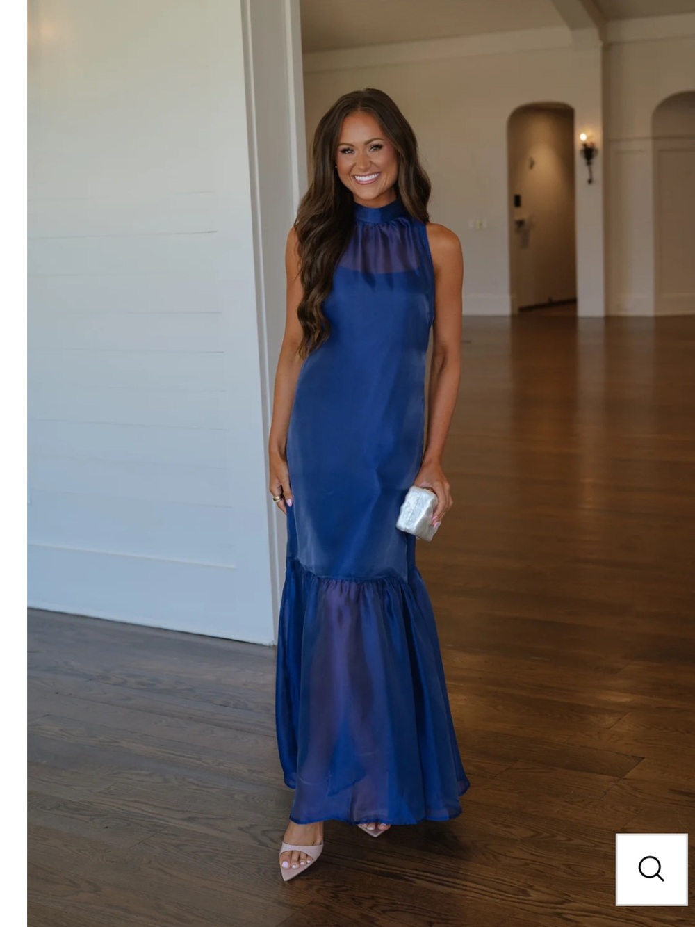 Sleeveless Navy High-Neck Mermaid Maxi Dress
